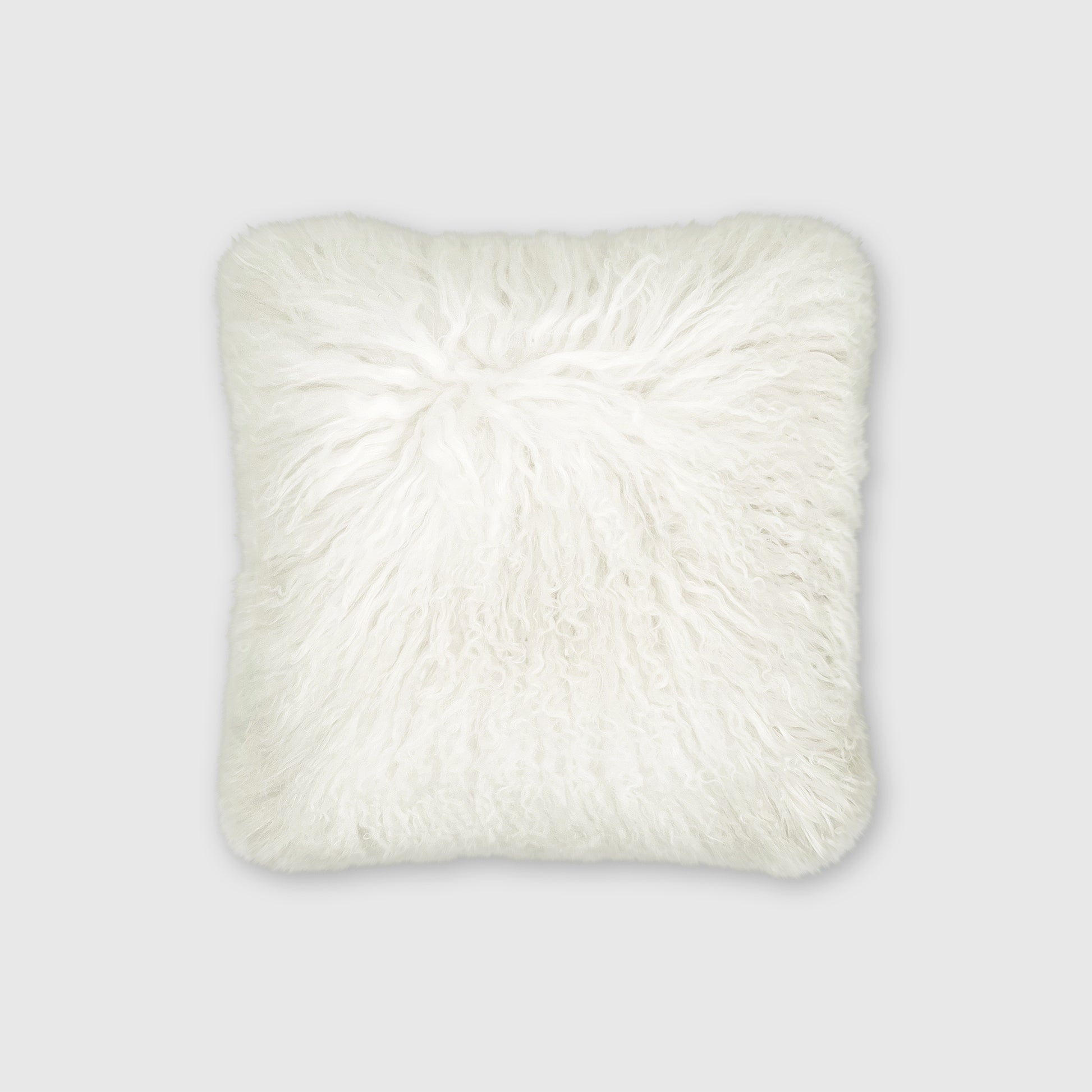 The Mood | Gobi Mongolian Lambskin 16”x16” Pillow, Natural Ivory