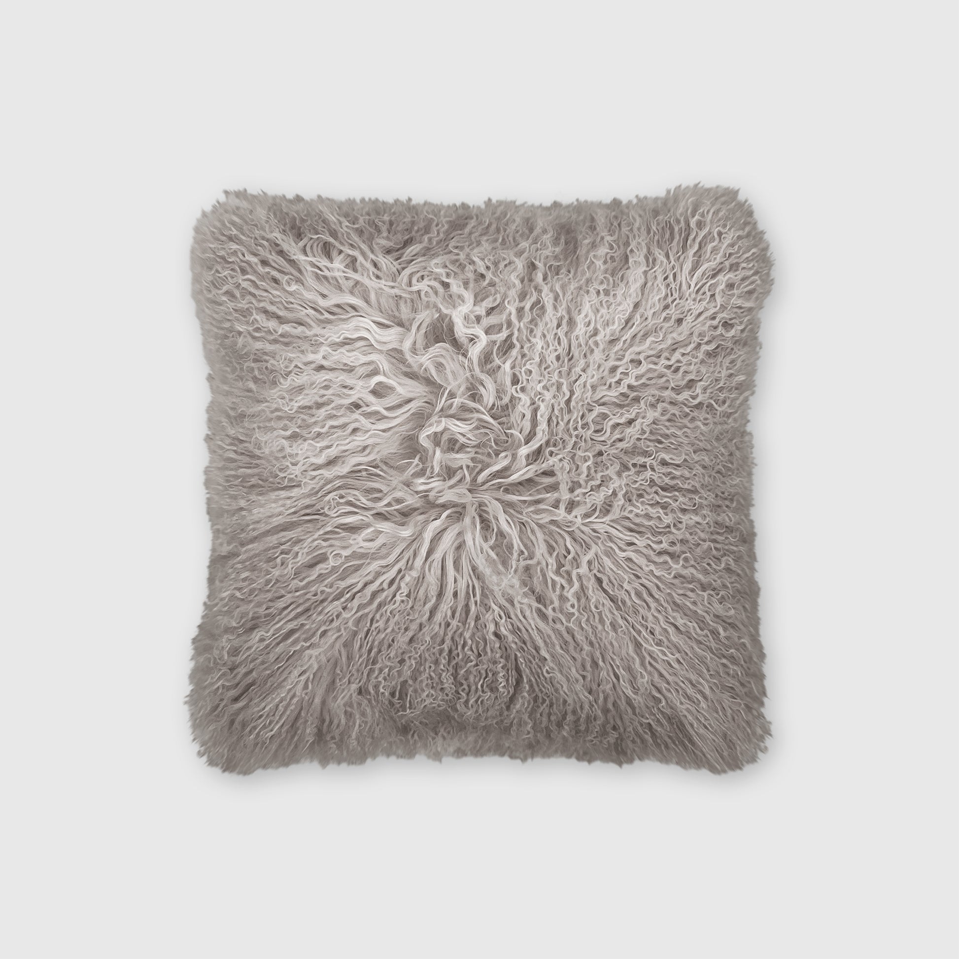 The Mood | Gobi Mongolian Lambskin 16”x16” Pillow, Mushroom