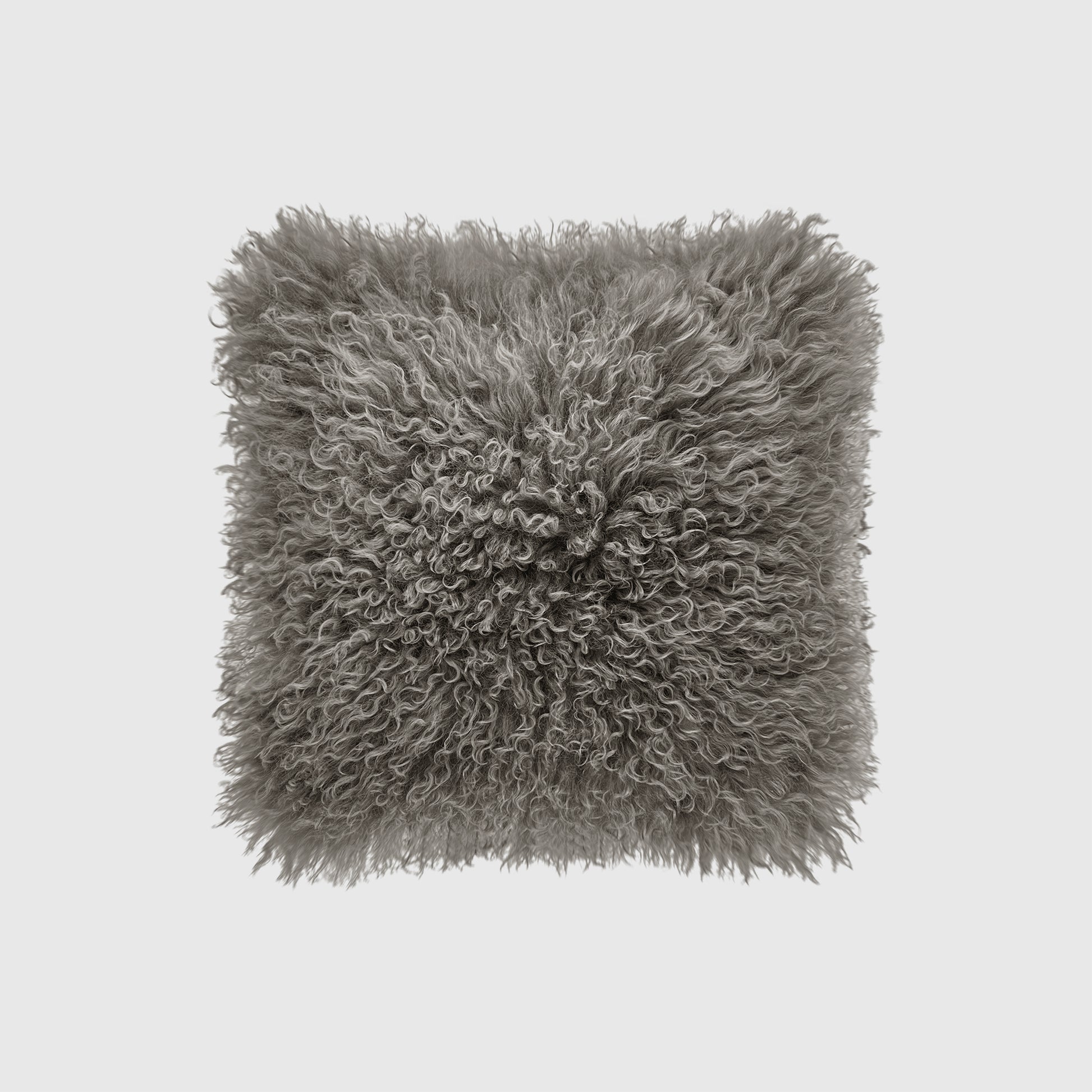 The Mood | Gobi Mongolian Lambskin 16”x16” Pillow, Driftwood