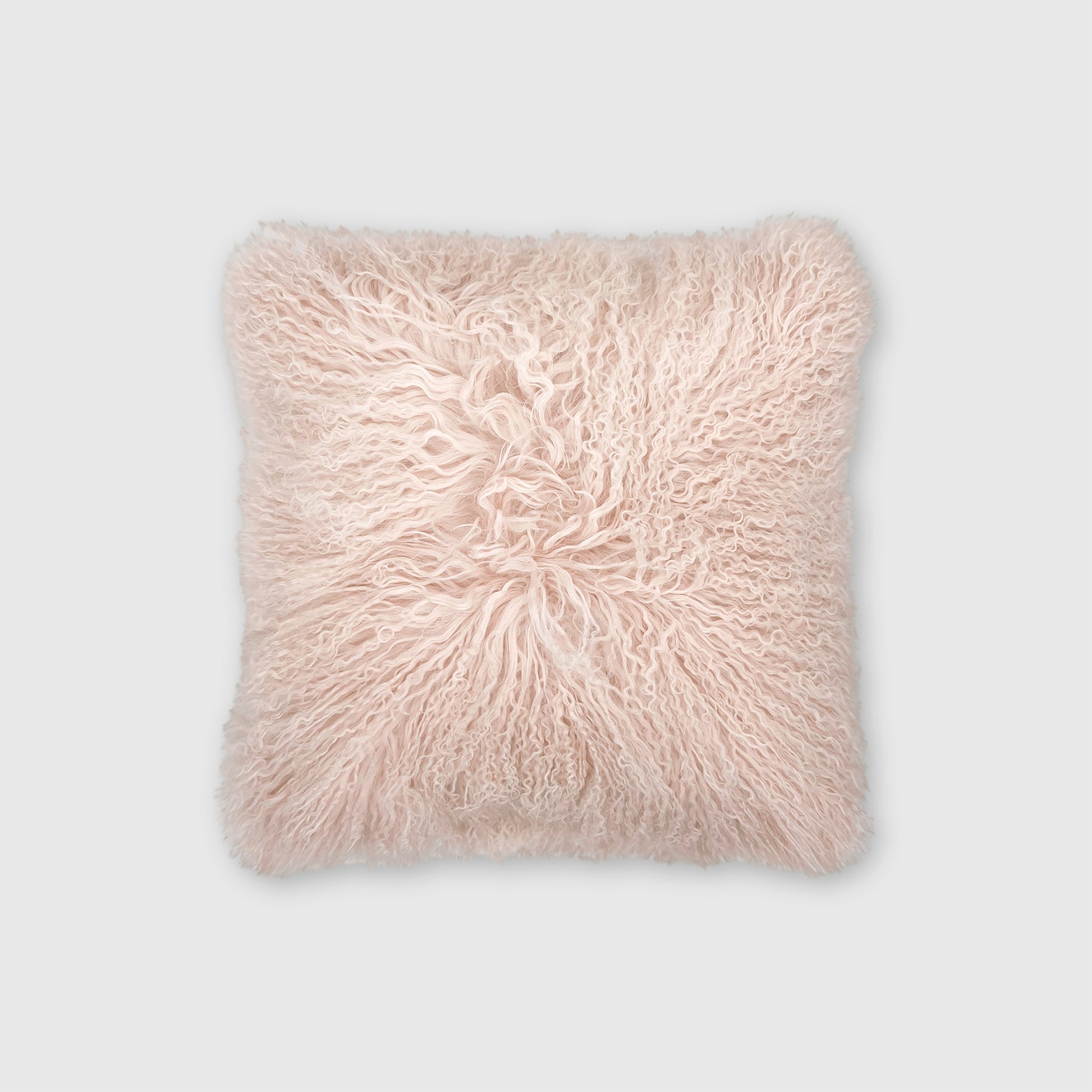 The Mood | Gobi Mongolian Lambskin 16”x16” Pillow, Cloud Pink
