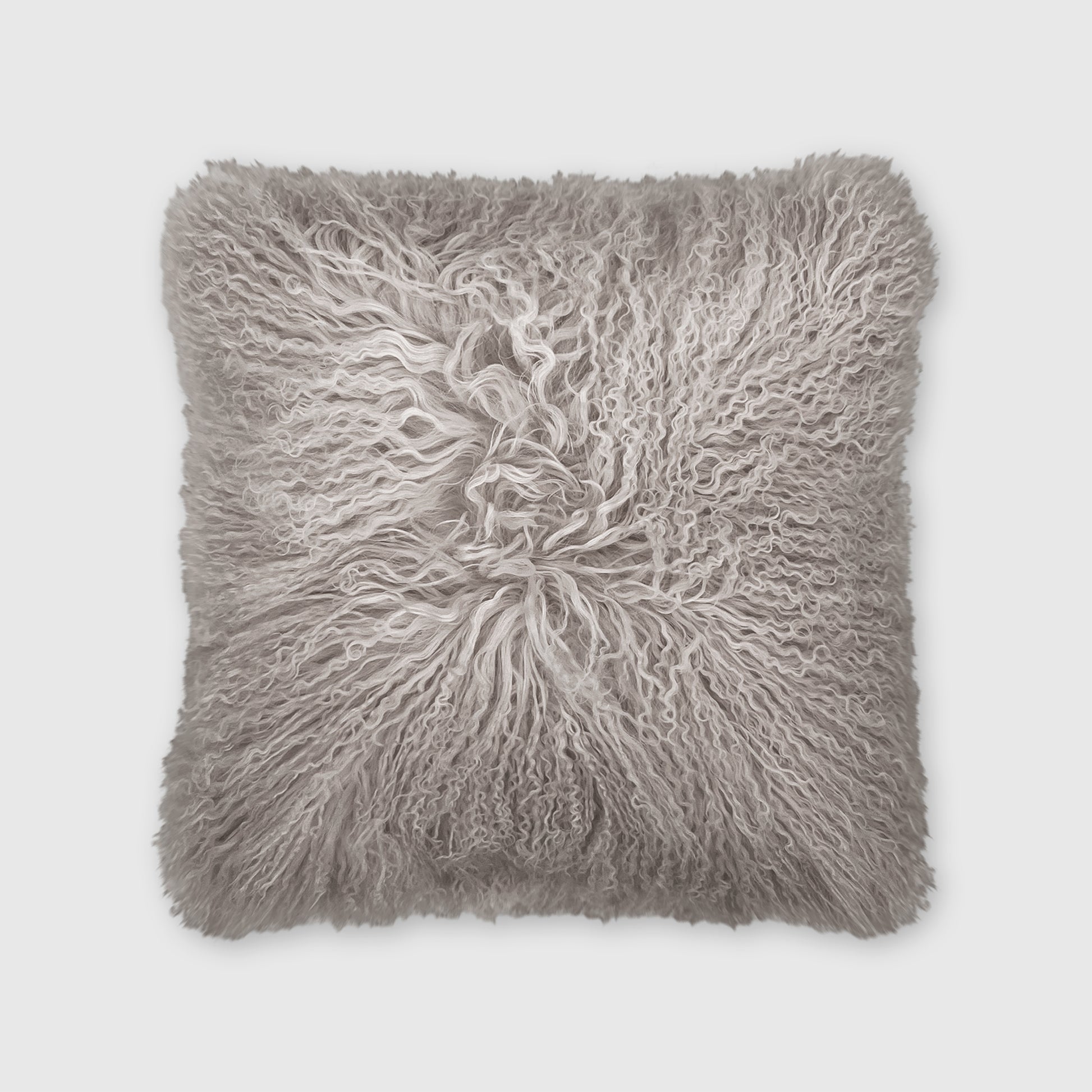 The Mood | Gobi Mongolian Lambskin 18”x18” Pillow, Mushroom