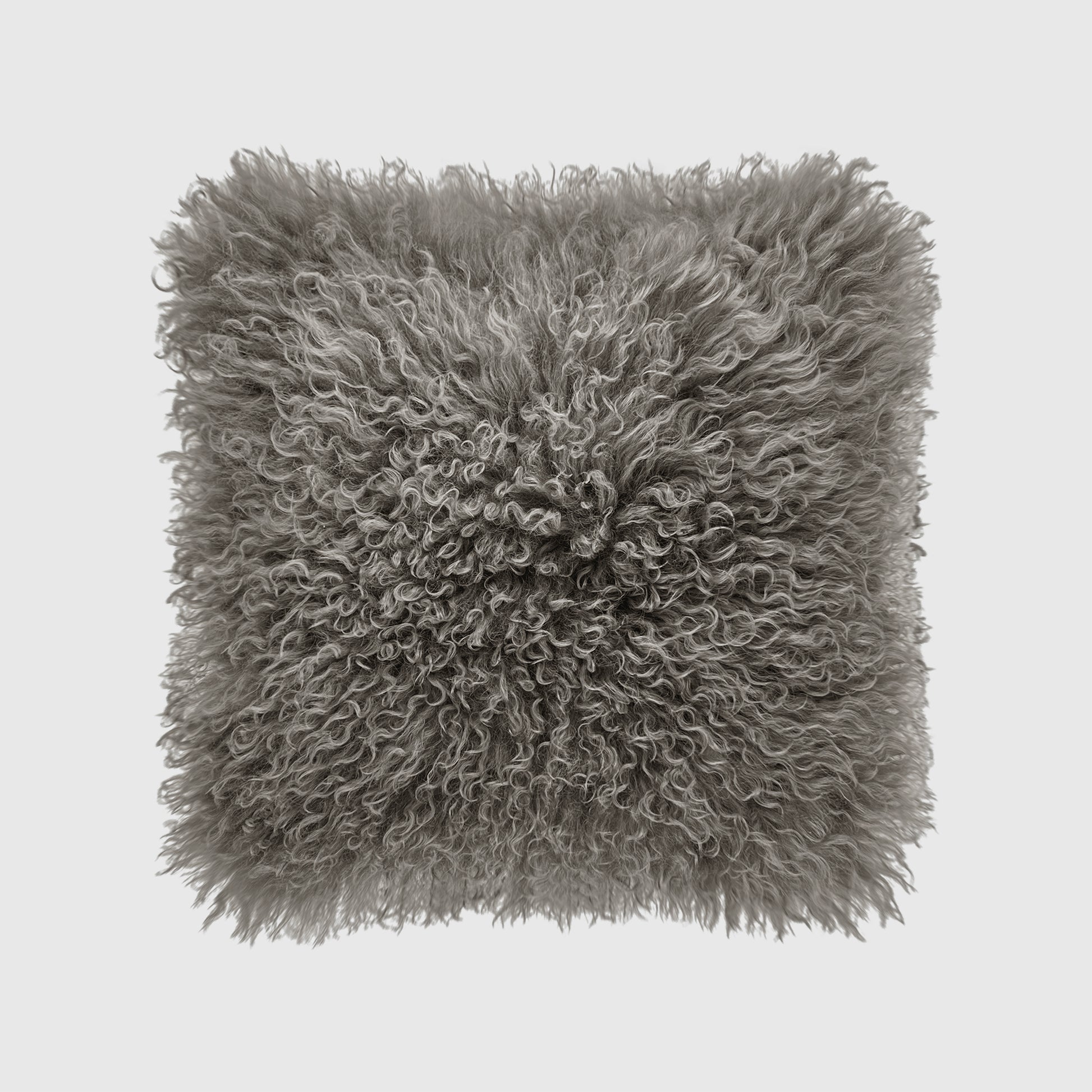 The Mood | Gobi Mongolian Lambskin 18”x18” Pillow, Driftwood